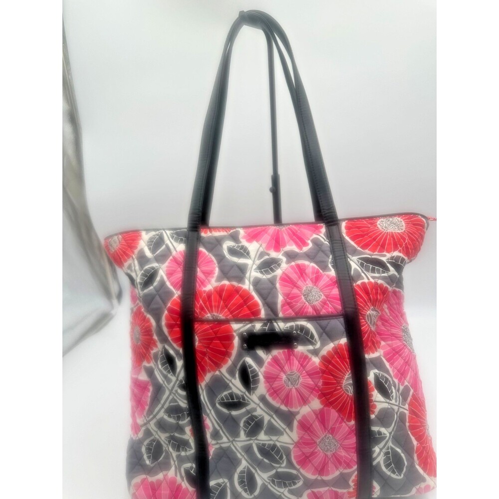 Vera Bradley Cherry Blossom Tote Leather Handles Quilted Cheery Boho 12x11 Flora